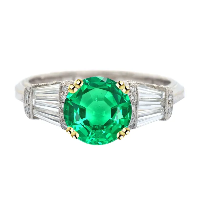 HarryChadEntcom Rings Classy Round Gemstone Diamond Ring Green Emerald