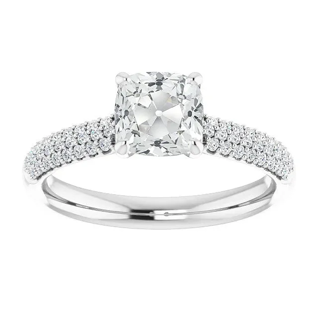 HarryChadEntcom Rings Cushion Old Cut Natural Earth Mined Diamond Ring With MultiRow Accents Gold 650 Carats HarryChadEntcom Rings Cushion Old Cut Natural Earth Mined Diamond Ring With MultiRow Accents Gold 650 Carats