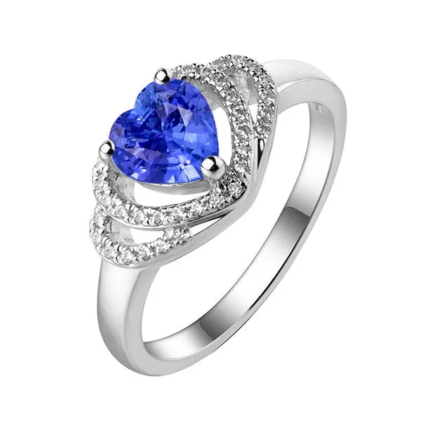 HarryChadEntcom Rings Double Halo Heart Sri Lankan Sapphire Ring 3 Carats White Gold 14K HarryChadEntcom Rings Double Halo Heart Sri Lankan Sapphire Ring 3 Carats White Gold 14K