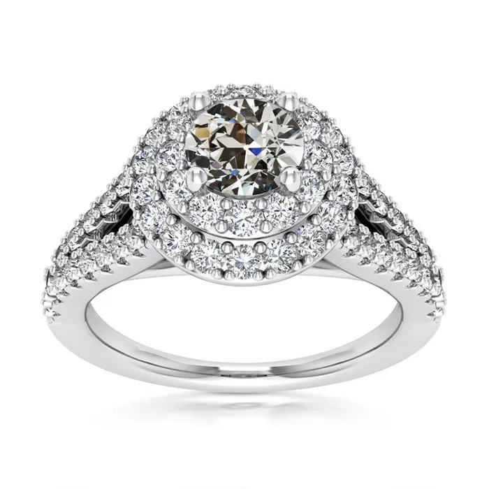 HarryChadEntcom Rings Double Halo Ring Round Old Miner Natural Earth Mined Diamond Split Shank 550 Carats HarryChadEntcom Rings Double Halo Ring Round Old Miner Natural Earth Mined Diamond Split Shank 550 Carats
