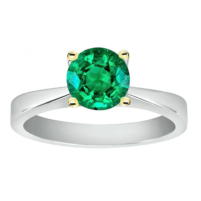 HarryChadEntcom Rings Gemstone Ring Solitaire Green Emerald Tapered Shank HarryChadEntcom Rings Gemstone Ring Solitaire Green Emerald Tapered Shank
