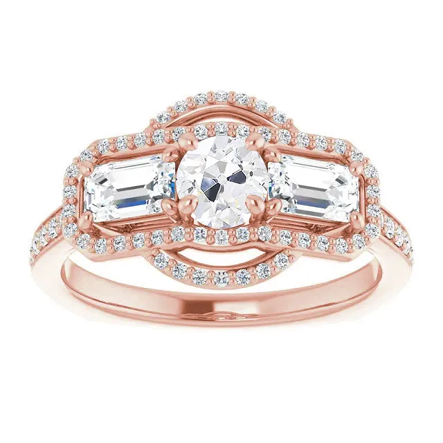 HarryChadEntcom Rings Halo Emerald Round Old Cut Natural Earth Mined Diamond Ring 725 Carats Ladies Jewelry HarryChadEntcom Rings Halo Emerald Round Old Cut Natural Earth Mined Diamond Ring 725 Carats Ladies Jewelry