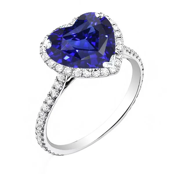 HarryChadEntcom Rings Halo Heart Ceylon Sapphire Engagement Ring 450 Carats Natural Earth Mined Diamond Jewelry HarryChadEntcom Rings Halo Heart Ceylon Sapphire Engagement Ring 450 Carats Natural Earth Mined Diamond Jewelry