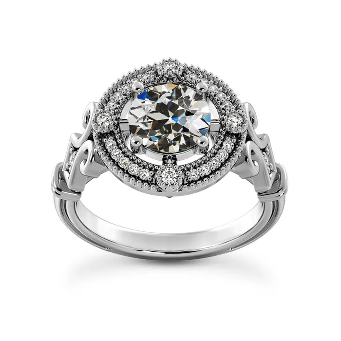 HarryChadEntcom Rings Halo Ring Round Old Miner Natural Earth Mined Diamond Vintage Style Prong Set 450 Carats HarryChadEntcom Rings Halo Ring Round Old Miner Natural Earth Mined Diamond Vintage Style Prong Set 450 Carats