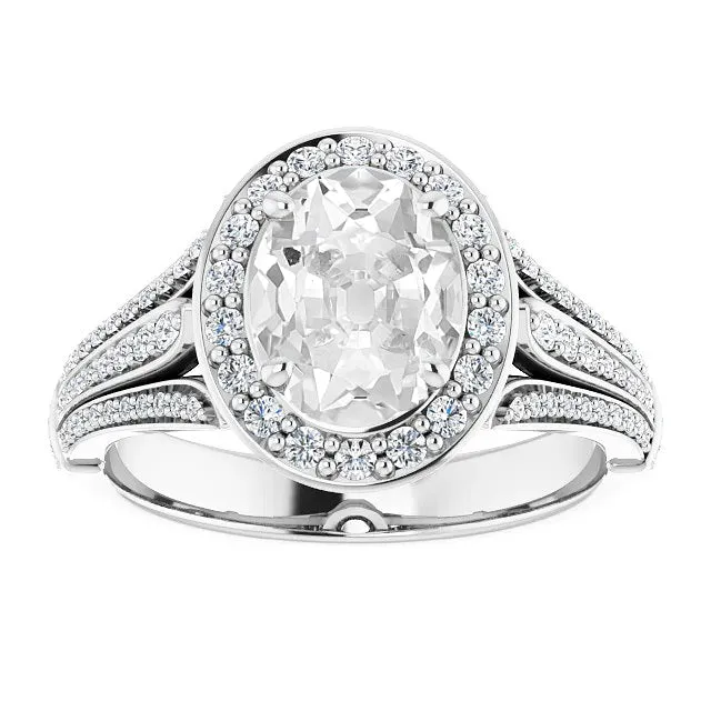 HarryChadEntcom Rings Halo Wedding Ring Oval Old Cut Natural Earth Mined Diamond Triple Split Shank 8 Carats HarryChadEntcom Rings Halo Wedding Ring Oval Old Cut Natural Earth Mined Diamond Triple Split Shank 8 Carats