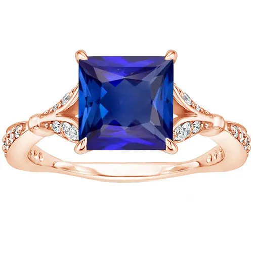 HarryChadEntcom Rings Natural Earth Mined Diamond Engagement Ring Prong Set Princess Blue Sapphire 375 Carats HarryChadEntcom Rings Natural Earth Mined Diamond Engagement Ring Prong Set Princess Blue Sapphire 375 Carats