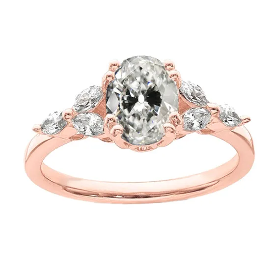 HarryChadEntcom Rings Rose Gold Marquise Oval Old Cut Natural Earth Mined Diamond Wedding Ring 450 Carats HarryChadEntcom Rings Rose Gold Marquise Oval Old Cut Natural Earth Mined Diamond Wedding Ring 450 Carats