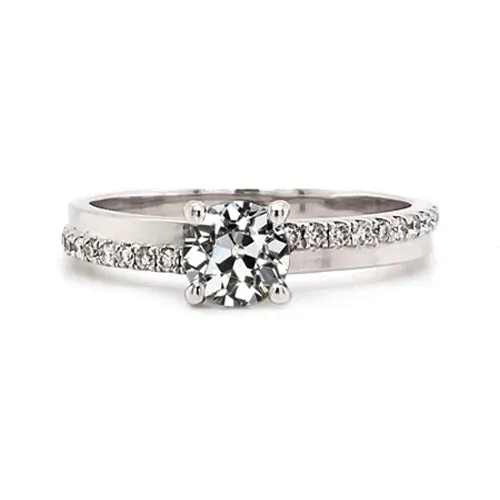 HarryChadEntcom Rings Round Old Mine Cut Natural Earth Mined Diamond Ring Prong Set 225 Carats White Gold