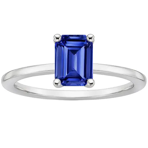 HarryChadEntcom Rings Solitaire Ring Emerald Blue Sapphire 3 Carats Prong Setting HarryChadEntcom Rings Solitaire Ring Emerald Blue Sapphire 3 Carats Prong Setting