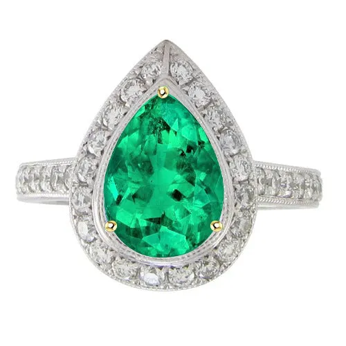 HarryChadEntcom Rings Teardrop Style Green Emerald Ring Halo Diamond Jewelry HarryChadEntcom Rings Teardrop Style Green Emerald Ring Halo Diamond Jewelry
