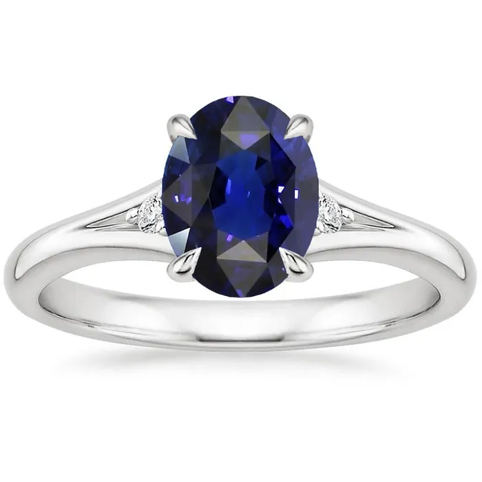 HarryChadEntcom Rings Three Stones Ring Oval Sri Lankan Sapphire 275 Carats Split Shank HarryChadEntcom Rings Three Stones Ring Oval Sri Lankan Sapphire 275 Carats Split Shank
