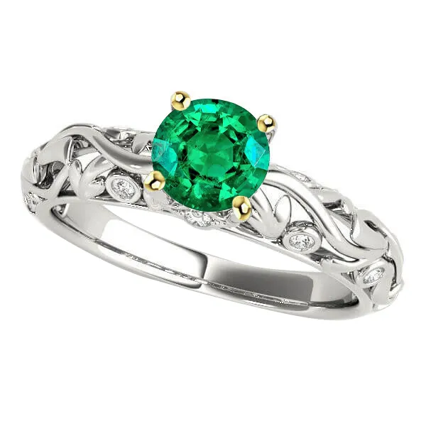 HarryChadEntcom Rings Wedding Ring Green Emerald Filigree Gold Jewelry