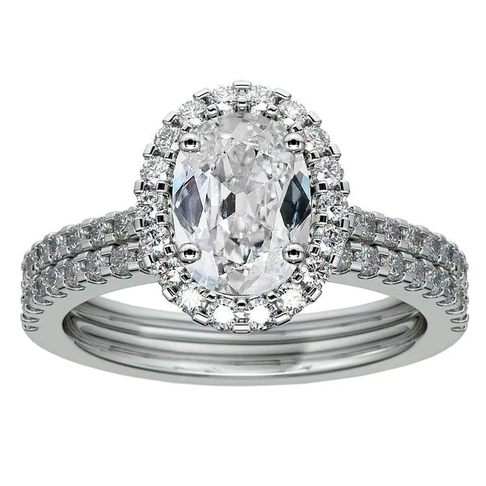 HarryChadEntcom Rings White Gold Oval Old Cut Natural Earth Mined Diamond Round Halo Wedding Ring Set 7 Carats HarryChadEntcom Rings White Gold Oval Old Cut Natural Earth Mined Diamond Round Halo Wedding Ring Set 7 Carats