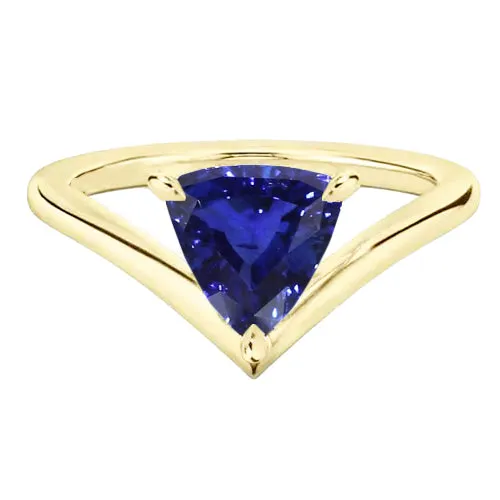 HarryChadEntcom Rings Yellow Gold Solitaire Ring Trillion Sapphire 150 Carats Prong Set HarryChadEntcom Rings Yellow Gold Solitaire Ring Trillion Sapphire 150 Carats Prong Set