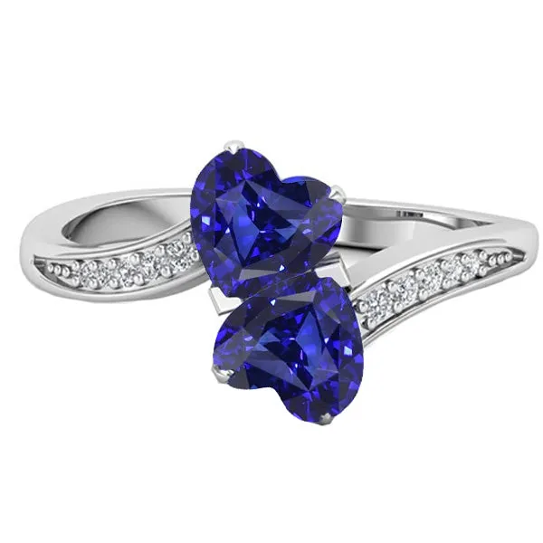 HarryChadEntcom Toi et Moi Heart Gemstone Blue Sapphire Natural Earth Mined Diamond Ring 350 Carats Rings HarryChadEntcom Toi et Moi Heart Gemstone Blue Sapphire Natural Earth Mined Diamond Ring 350 Carats Rings