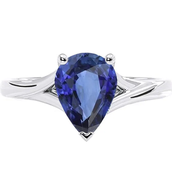 HarryChadEntcom White Gold Solitaire Ring Pear Sri Lankan Sapphire 3 Carats Rings HarryChadEntcom White Gold Solitaire Ring Pear Sri Lankan Sapphire 3 Carats Rings