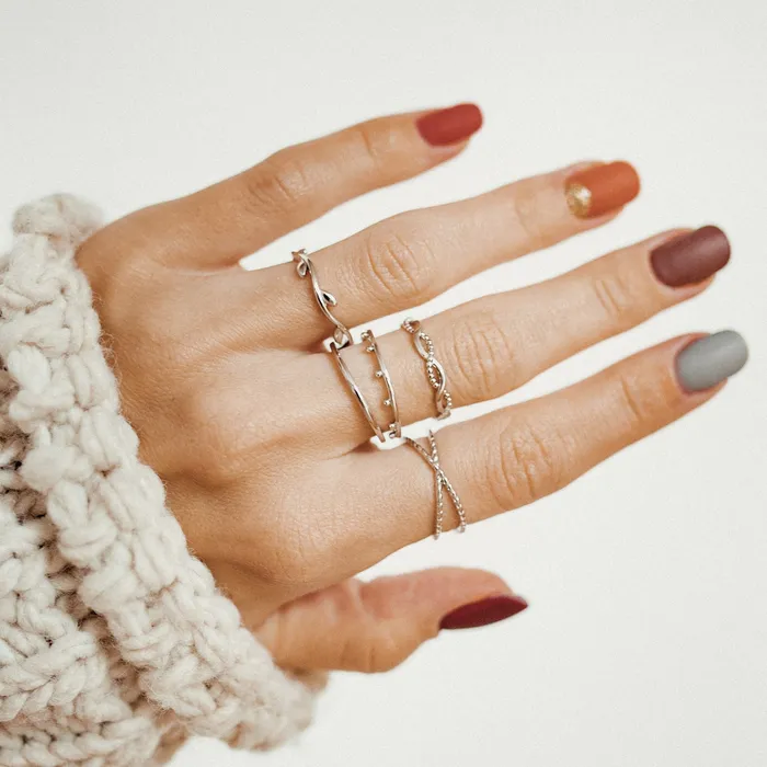 Hey Happiness Beaded Halo Ring Set Sterling Silver Rings Hey Happiness Beaded Halo Ring Set Sterling Silver Rings