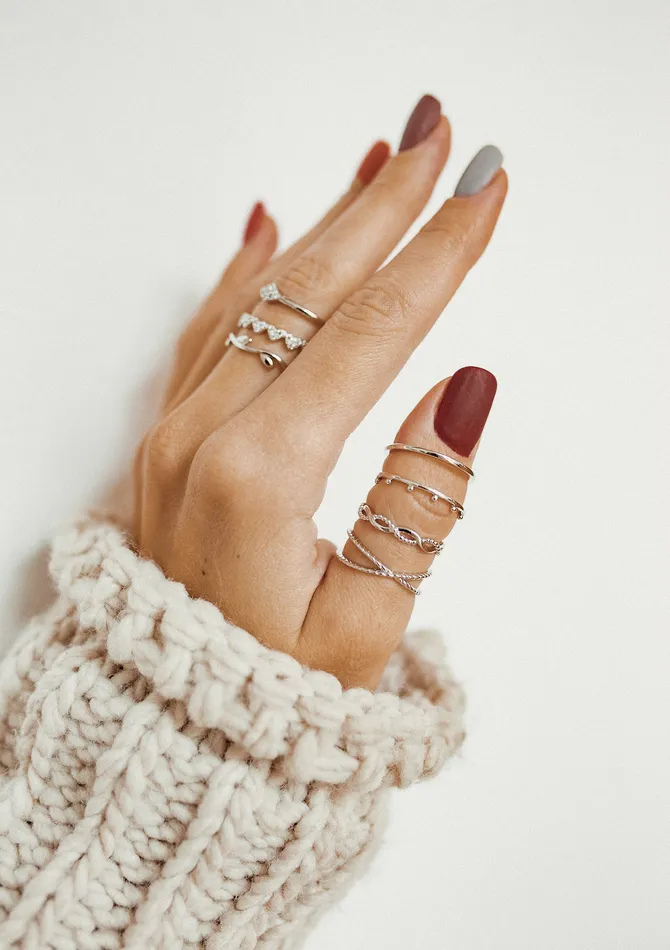 Hey Happiness Beaded Halo Ring Set Sterling Silver Rings Hey Happiness Beaded Halo Ring Set Sterling Silver Rings
