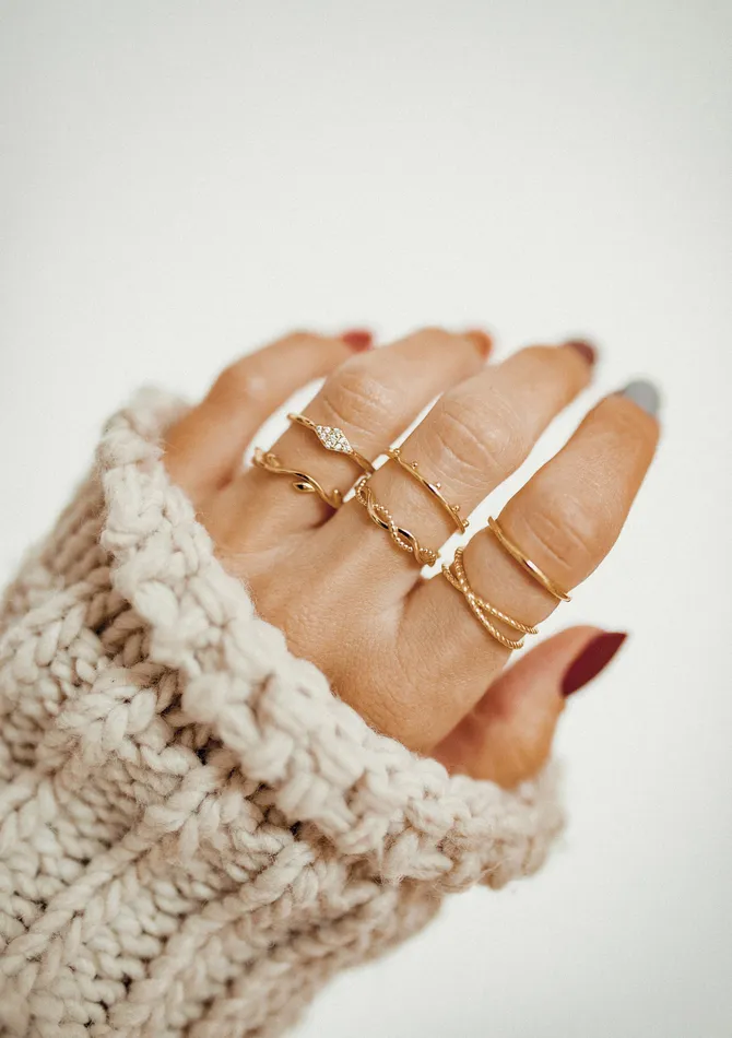 Hey Happiness Beaded Halo Ring Set Sterling Silver Rings Hey Happiness Beaded Halo Ring Set Sterling Silver Rings