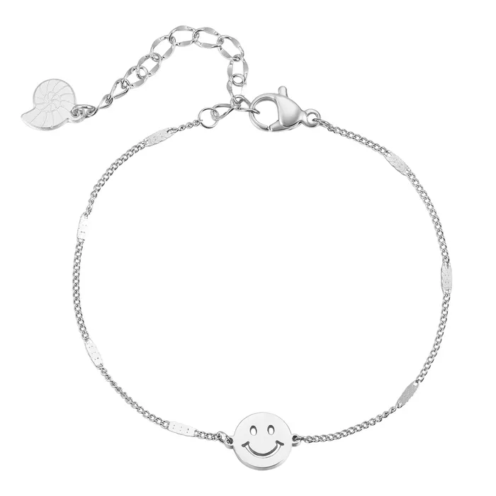 Hey Happiness Bracelets Smiley Face Pendant Chain Bracelet Silver