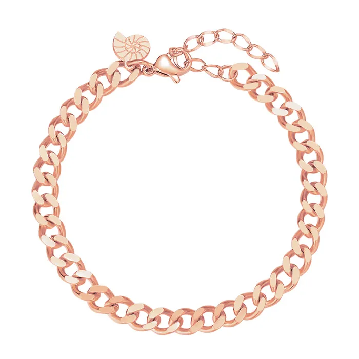 Hey Happiness Chunky Curb Chain Bracelet Rose Gold Bracelets