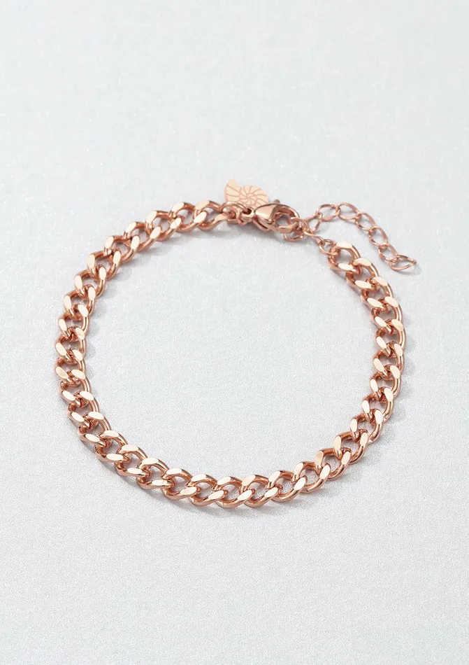 Hey Happiness Chunky Curb Chain Bracelet Rose Gold Bracelets Hey Happiness Chunky Curb Chain Bracelet Rose Gold Bracelets