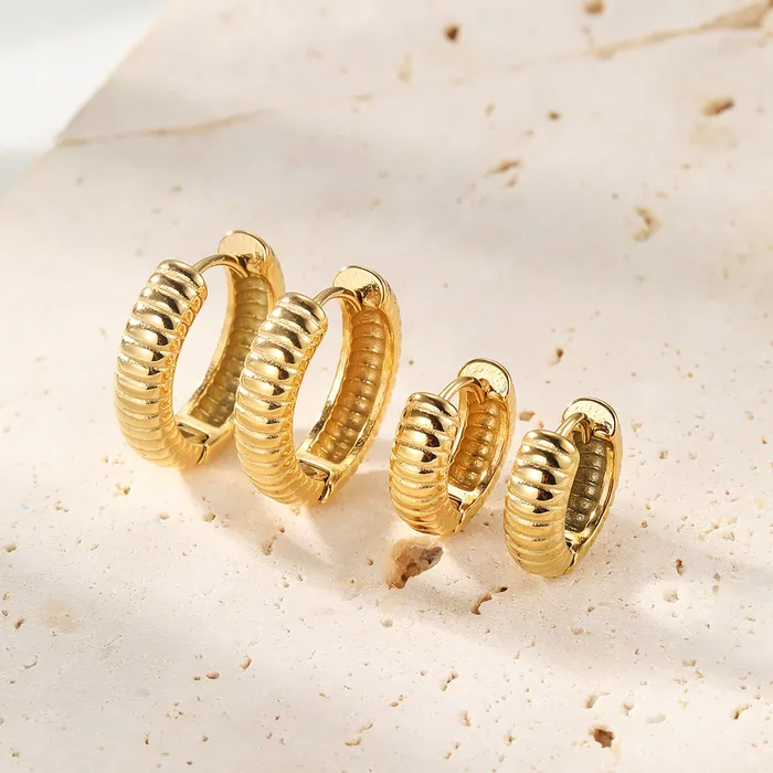 Hey Happiness Earrings Textured Hoop Earrings Stainless Steel Hey Happiness Earrings Textured Hoop Earrings Stainless Steel