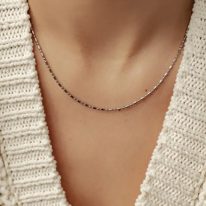Hey Happiness Necklaces Bead and Bar Chain Necklace Silver Hey Happiness Necklaces Bead and Bar Chain Necklace Silver