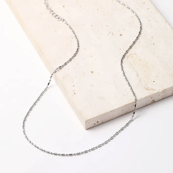 Hey Happiness Necklaces Bead and Bar Chain Necklace Silver Hey Happiness Necklaces Bead and Bar Chain Necklace Silver