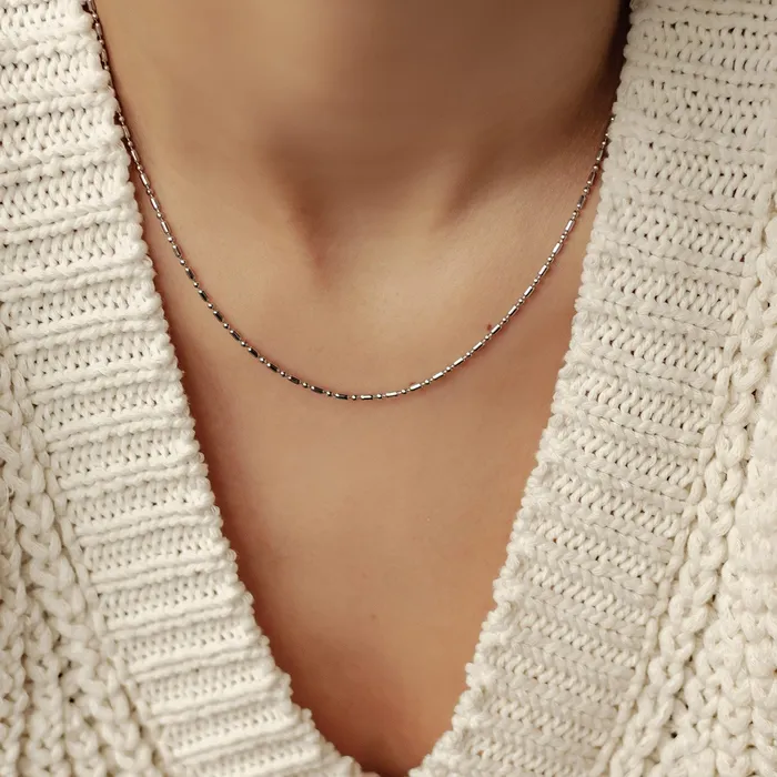 Hey Happiness Necklaces Bead and Bar Chain Necklace Silver Hey Happiness Necklaces Bead and Bar Chain Necklace Silver