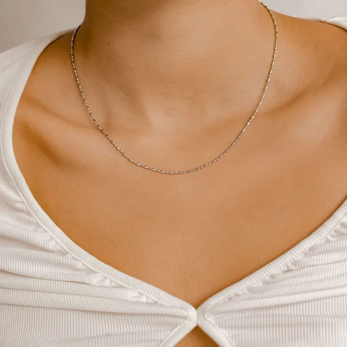 Hey Happiness Necklaces Bead and Bar Chain Necklace Silver Hey Happiness Necklaces Bead and Bar Chain Necklace Silver