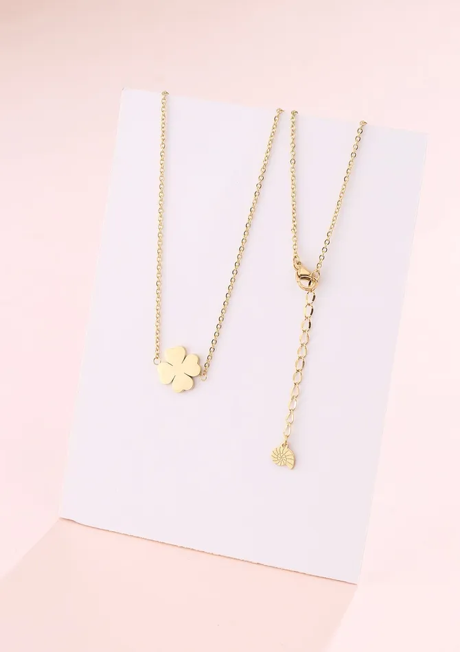 Hey Happiness Necklaces Four Leaf Clover Necklace Gold Hey Happiness Necklaces Four Leaf Clover Necklace Gold