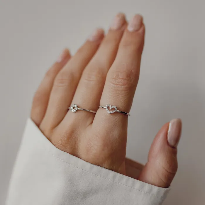 Hey Happiness Rings Glitter Circle Ring Sterling Silver Hey Happiness Rings Glitter Circle Ring Sterling Silver