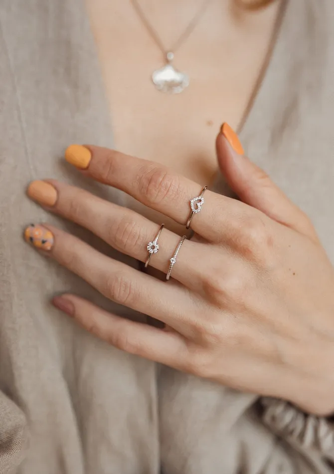 Hey Happiness Rings Glitter Circle Ring Sterling Silver Hey Happiness Rings Glitter Circle Ring Sterling Silver
