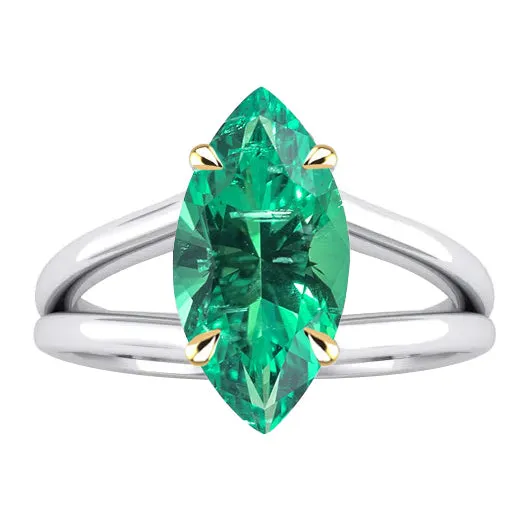 Marquise Colombian Green Emerald Engagement Ring HarryChadEntcom Rings