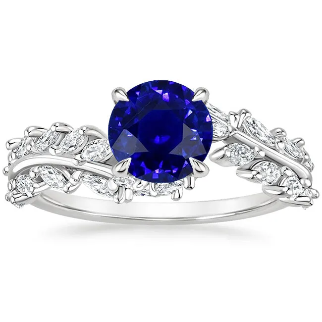 Marquise Natural Earth Mined Diamond Round Ceylon Sapphire Ring Leaf Style 450 Carats HarryChadEntcom Rings Marquise Natural Earth Mined Diamond Round Ceylon Sapphire Ring Leaf Style 450 Carats HarryChadEntcom Rings