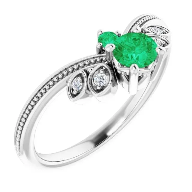 Natural Earth Mined Diamond Ring 1 Carat Columbian Green Emerald Antique Style Jewelry GB Rings Natural Earth Mined Diamond Ring 1 Carat Columbian Green Emerald Antique Style Jewelry GB Rings