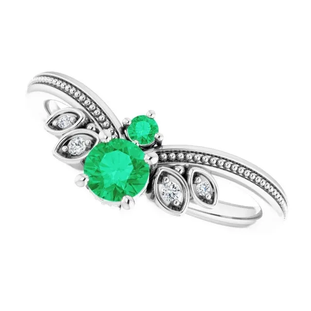 Natural Earth Mined Diamond Ring 1 Carat Columbian Green Emerald Antique Style Jewelry GB Rings Natural Earth Mined Diamond Ring 1 Carat Columbian Green Emerald Antique Style Jewelry GB Rings