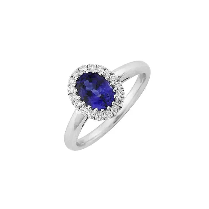 Natural Sapphire Halo Ring Oval Cut GB Rings