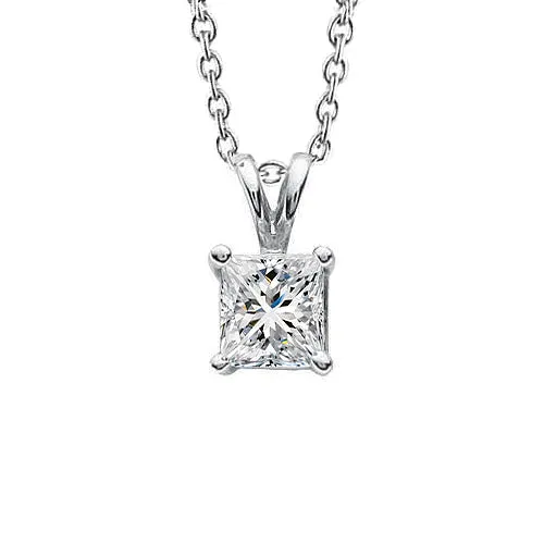 Necklaces 4 Carat Princess Cut Natural Earth Mined Diamond Pendant GB Necklaces 4 Carat Princess Cut Natural Earth Mined Diamond Pendant GB