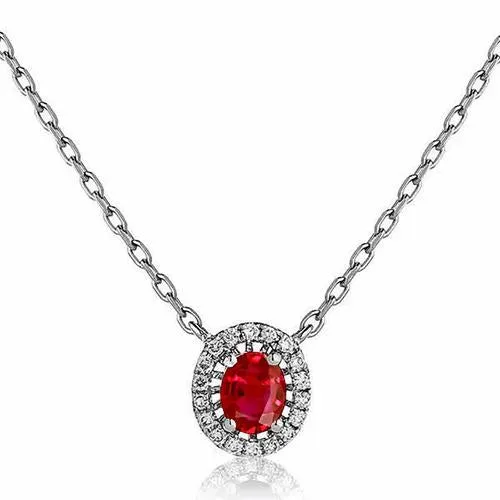 Necklaces GB 3 Ct Oval Ruby With Round Natural Earth Mined Diamonds Pendant Necklace White Gold 14K Necklaces GB 3 Ct Oval Ruby With Round Natural Earth Mined Diamonds Pendant Necklace White Gold 14K