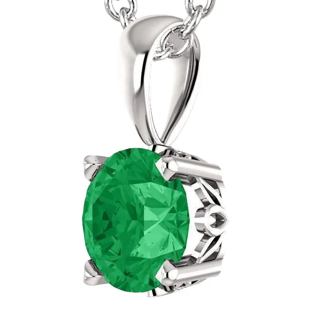 Necklaces GB Big Round Green Emerald Gemstone Pendant Necklace 16 Carat WG 14K Necklaces GB Big Round Green Emerald Gemstone Pendant Necklace 16 Carat WG 14K