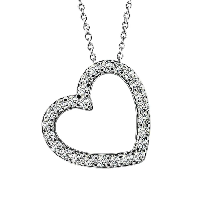 Necklaces GB Heart Shaped Pendant Necklace 520 Ct Round Cut Natural Earth Mined Diamonds White Gold Necklaces GB Heart Shaped Pendant Necklace 520 Ct Round Cut Natural Earth Mined Diamonds White Gold