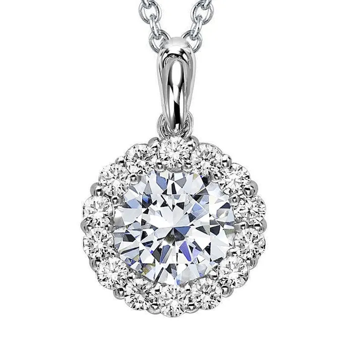 Necklaces GB Round Halo 350 Carats Real Natural Earth Mined Diamonds Pendant Necklace With Chain Gold 14K Necklaces GB Round Halo 350 Carats Real Natural Earth Mined Diamonds Pendant Necklace With Chain Gold 14K