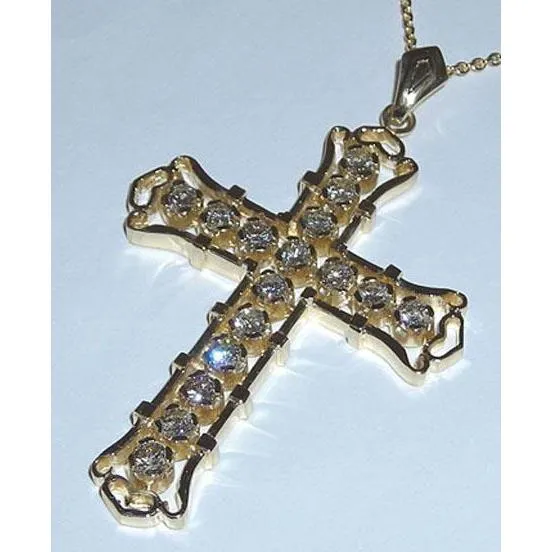 Necklaces Gold Cross Necklace With Natural Earth Mined Diamond GB