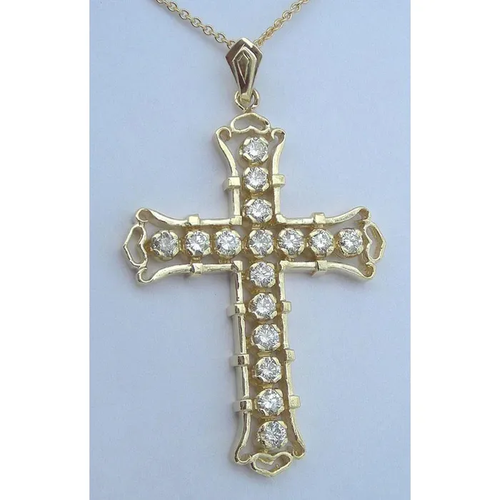 Necklaces Gold Cross Necklace With Natural Earth Mined Diamond GB