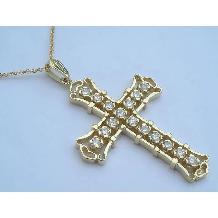 Necklaces Gold Cross Necklace With Natural Earth Mined Diamond GB