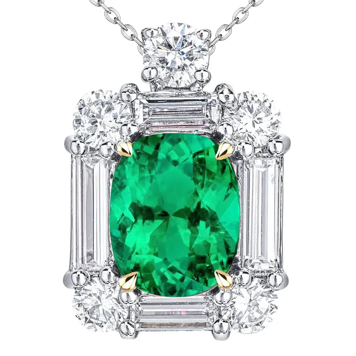 Necklaces HarryChadEntcom Oval Cut Colombian Green Emerald Pendant With Diamonds Necklace Necklaces HarryChadEntcom Oval Cut Colombian Green Emerald Pendant With Diamonds Necklace