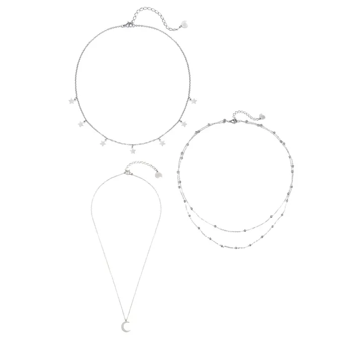 Necklaces Hey Happiness Multilayer Necklace Set in Silver Necklaces Hey Happiness Multilayer Necklace Set in Silver