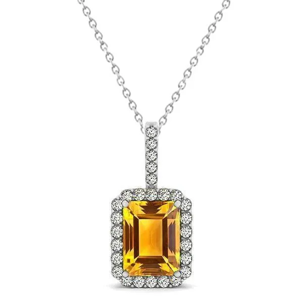 Necklaces Madeira Citrine Halo Natural Earth Mined Diamond Pendant Necklace 15 Carats White Gold 14K GB Necklaces Madeira Citrine Halo Natural Earth Mined Diamond Pendant Necklace 15 Carats White Gold 14K GB